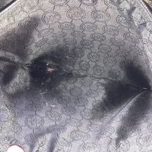 MICHAEL KORS, BLACK AND BROWN SIGNATURE PRINT SHOULDER BAG - Picture 9 of 16